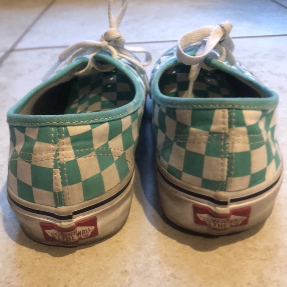 Teal n White checkered vans Sz 8 - Picture 4 of 5